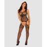 Бодістокінг Obsessive Bodystocking G323 S/M/L black, малюнок бджоли та метелика