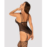 Ажурний бодістокінг під павутину Obsessive Bodystocking G325 black S/M/L, чорний, комбінезон, імітац