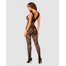 Сітчастий бодістокінг з вирізами та малюнком Obsessive Bodystocking G328 S/M/L, чорний, комбінезон