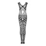 Сітчастий бодістокінг з вирізами та малюнком Obsessive Bodystocking G328 S/M/L, чорний, комбінезон