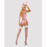 Еротичний костюм зайчика Obsessive Bunny suit 4 pcs costume pink S/M, рожевий, топ з підв’язками, тр