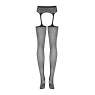 Сітчасті панчохи-стокінги з квітковим малюнком Obsessive Garter stockings S207 S/M/L, чорні, імітаці