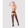 Сітчасті панчохи-стокінги з мереживним поясом Obsessive Garter stockings S307 S/M/L, чорні, імітація