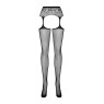 Сітчасті панчохи-стокінги з мереживним поясом Obsessive Garter stockings S307 XL/X, чорні, імітація