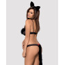 Еротичний костюм гепарду Obsessive Gepardina 3 pcs costume L/XL, чорний, хутряне оздоблення, монокін