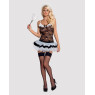 Еротичний костюм покоївки зі спідницею Obsessive Housemaid 5 pcs costume L/XL, чорно-білий, топ з пі