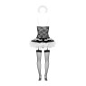 Еротичний костюм покоївки зі спідницею Obsessive Housemaid 5 pcs costume L/XL, чорно-білий, топ з пі