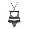 Напівпрозорий набір з прикрасами Obsessive Ivannes top & thong 2XL/3XL, чорний, топ та танга