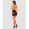 Напівпрозора сорочка з відкритими грудьми Obsessive Lacrisia chemise XS/S, чорна, з чокером