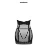 Напівпрозора сорочка з відкритими грудьми Obsessive Lacrisia chemise M/L, чорна, з чокером