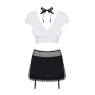 Еротичний костюм секретарки Obsessive Secretary suit 5pcs black S/M, чорно-білий, топ, спідниця, стр