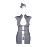 Еротичний костюм стюардеси Obsessive Stewardess 3 pcs costume grey L/XL, сірий, сукня, стрінги, піло