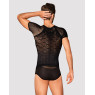 Чоловіча напівпрозора футболка з орнаментом Obsessive T102 T-shirt S/M/L, чорна