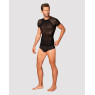 Чоловіча напівпрозора футболка з орнаментом Obsessive T102 T-shirt S/M/L, чорна