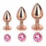 Металева анальна пробка Rose Gold Metal Plug Magenta, діаметр 2,8 см, довжина 7 см, розмір S