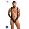 Чоловіче відкрите боді Passion 027 BRUNO S/M Black, під латекс, на шлейках