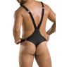 Чоловіче боді з люверсами Passion 028 HARRY S/M Black, екошкіра, на шлейках