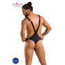 Чоловіче боді з люверсами Passion 028 HARRY S/M Black, екошкіра, на шлейках