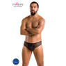 Чоловічі труси зі шнурівкою Passion 035 SLIP RICHARD XXL/XXXL Black, екошкіра, сітка