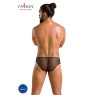 Чоловічі труси зі шнурівкою Passion 035 SLIP RICHARD XXL/XXXL Black, екошкіра, сітка