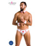 Комплект еротичної чоловічої білизни Passion 037 GREGORY XXL/XXXL White, труси, комірець, манжети