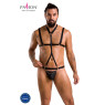 Комплект чоловічої білизни зі стреп Passion 039 SET ANDREW XXL/XXXL Black, стринги, шлейки