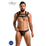 Комплект чоловічої білизни з кріпленнями Passion 043 JACOB S/M Black, труси, шлейки