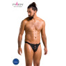 Чоловічі сліпи на шнурівці Passion 044 SLIP BEN XXL/XXXL Black, екошкіра, люверси