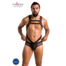 Чоловіче еротичне сітчасте боді Passion 045 VICTOR S/M Black, екошкіра, сітка