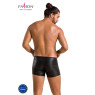Чоловічі шкіряні боксери з блискавками Passion 049 SHORT MATT XXL/XXXL Black
