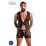 Комплект чоловічої білизни на шнурівці Passion 053 SET WILLIAM S/M Black, жилет, боксери