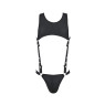 Чоловіче шкіряне боді Passion 056 ADAM S/M Black, заклепки