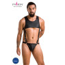 Чоловіче шкіряне боді Passion 056 ADAM XXL/XXXL Black, заклепки