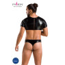 Комплект чоловічої білизни під латекс Passion 057 SET PETER S/M Black, кроп-топ, стринги