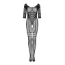Сітчастий бодістокінг з імітацією підв’язок Obsessive Bodystocking G329 S/M/L, black, з доступом