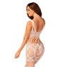 Сітчастий бодістокінг з імітацією топа та шортів Obsessive Bodystocking G330 XL/XXL, white, з доступ
