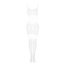 Сітчастий бодістокінг з імітацією топа та шортів Obsessive Bodystocking G330 XL/XXL, white, з доступ