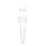 Сітчастий бодістокінг з імітацією топа та шортів Obsessive Bodystocking G330 XL/XXL, white, з доступ