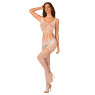 Сітчастий бодістокінг з імітацією топа та шортів Obsessive Bodystocking G330 XL/XXL, white, з доступ