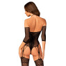 Нейлоновий бодістокінг з імітацією панчіх Obsessive Bodystocking G333 S/M/L, black, з доступом