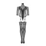 Нейлоновий бодістокінг з імітацією панчіх Obsessive Bodystocking G333 S/M/L, black, з доступом