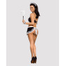 Атласний еротичний костюм покоївки Obsessive Maid set S/M, black, 5 предметів