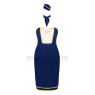 Еротичний костюм стюардеси Obsessive Stewardess uniform XS/S, blue, сукня, пілотка, шарф, манжети