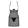 Прозора сорочка з відкритими грудьми Obsessive Pearlove chemise & thong black S/M, трусики