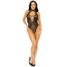 Leg Avenue Net and lace halter bodysuit OS Black