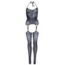 Еротичний бодістокінг Leg Avenue Jacquard net Black, імітація панчіх, відкритий доступ, one size