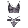 Еротичний комплект зі стрепами та стразами Leg Avenue Ready Or Not L Black, бра + стрінги