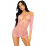 Сукня-сітка з сердечками Leg Avenue Heart net mini dress Pink, зав’язки, відкриті плечі, one size