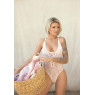Мереживне боді Leg Avenue Floral lace thong teddy White, шнурівка на грудях, one size