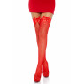 Панчохи-сітка з атласним бантиком Leg Avenue Fishnet Thigh Highs With Bow Red, one size